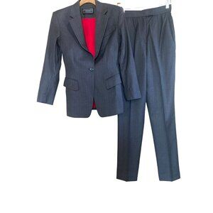 1990s Richard Tyler Couture Women's Wool Gray Pinstripe Suit Sz 4